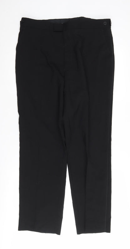 Moss Bros Men's Black Wool Trousers Size 36