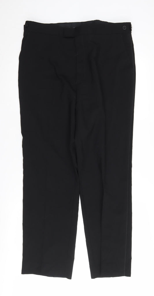 Moss Bros Men's Black Wool Trousers Size 36