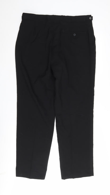 Moss Bros Men's Black Wool Trousers Size 36