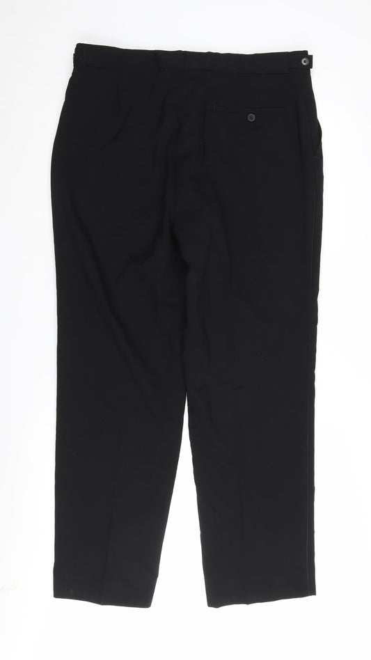 Moss Bros Men's Black Wool Trousers Size 36