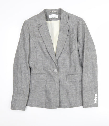 Reiss Grey Blazer for Women - Size 10, Linen blend