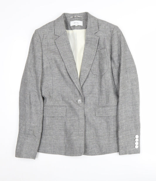 Reiss Grey Blazer for Women - Size 10, Linen blend