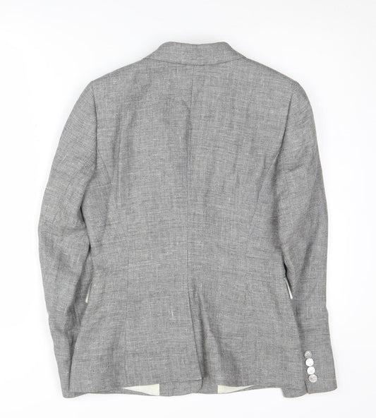 Reiss Grey Blazer for Women - Size 10, Linen blend