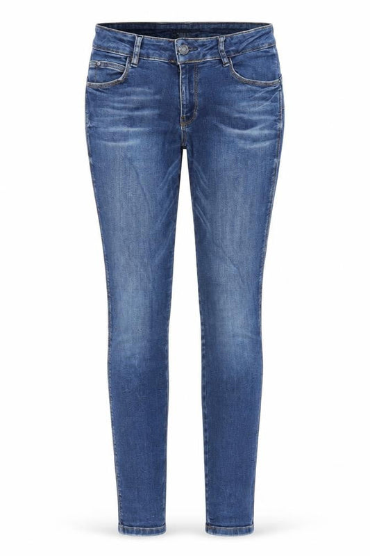 Front view of Guess Women's Blue Skinny Jeans, size 26, Mid-Rise