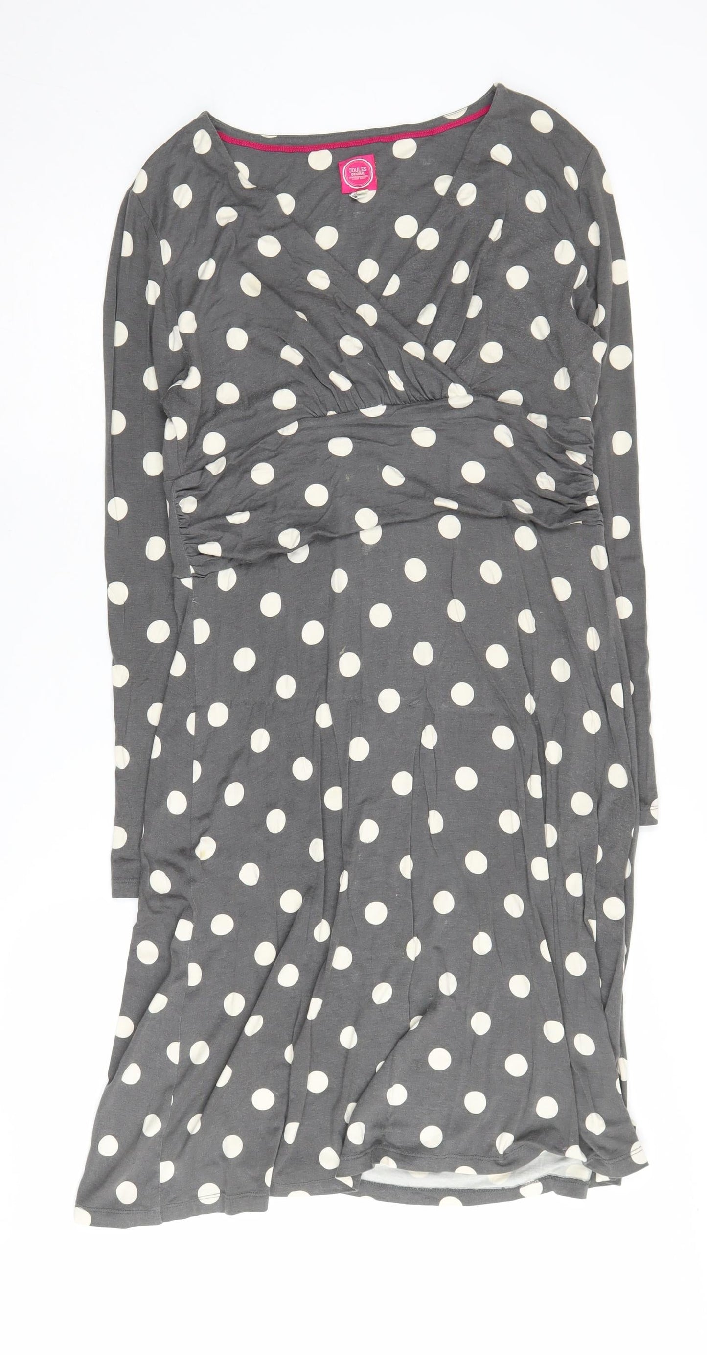 Joules Women's Grey Polka Dot Dress, Size L