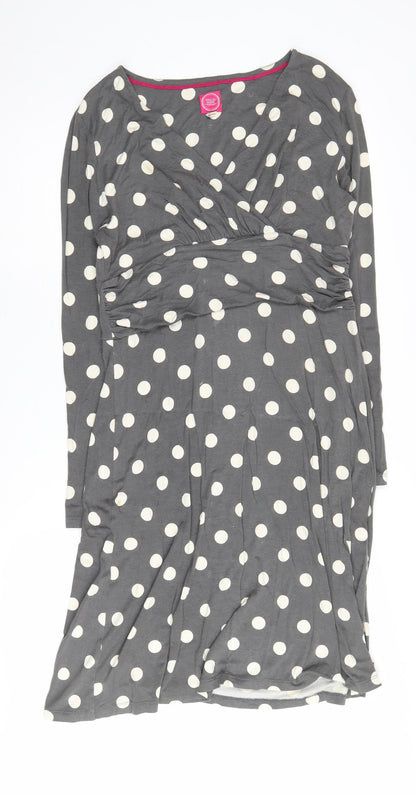 Joules Women's Grey Polka Dot Dress, Size L