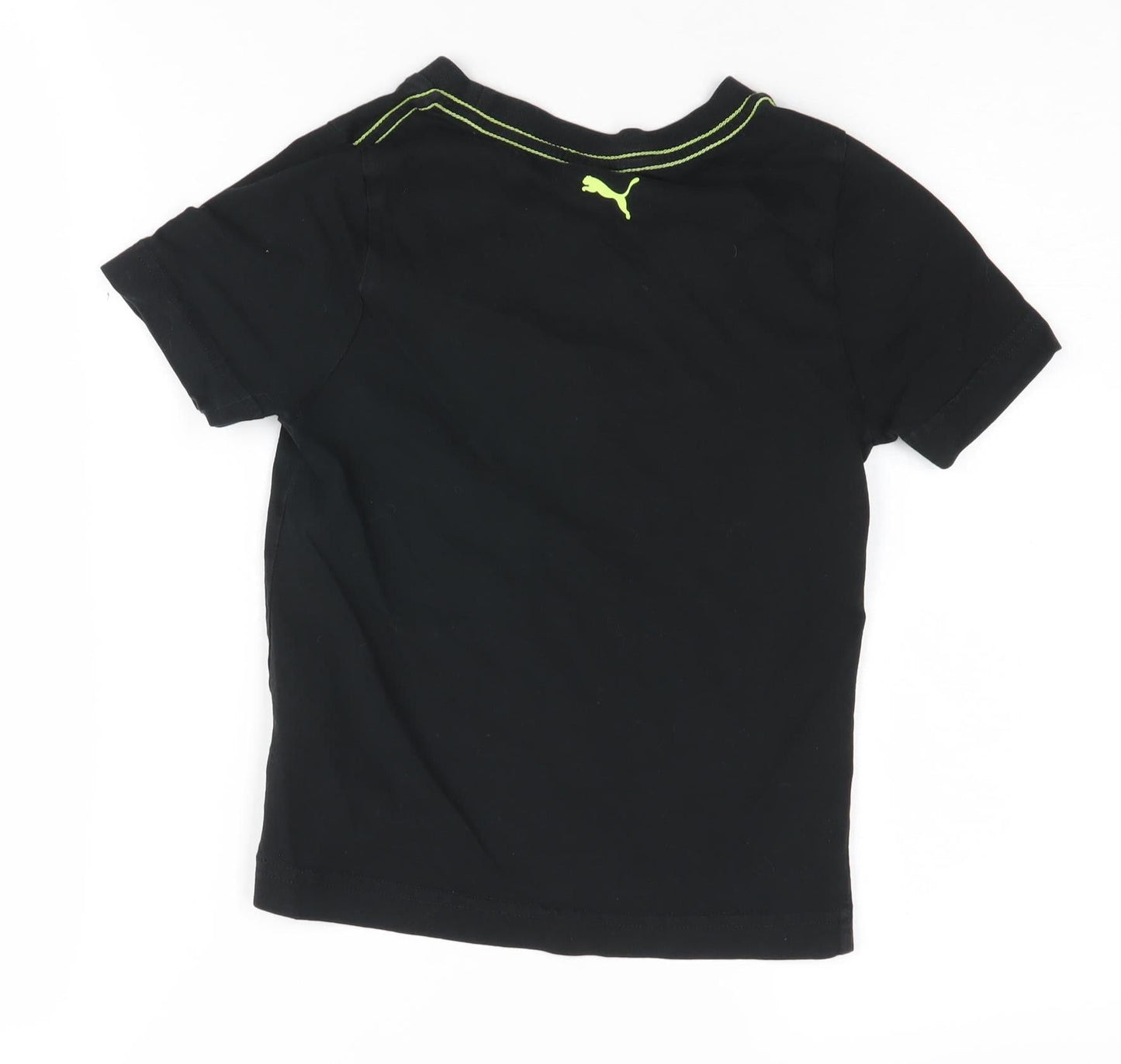 Puma Boys Black Graphic T-Shirt 5-6 Years, Logo Accent