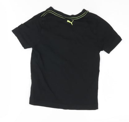 Puma Boys Black Graphic T-Shirt 5-6 Years, Logo Accent