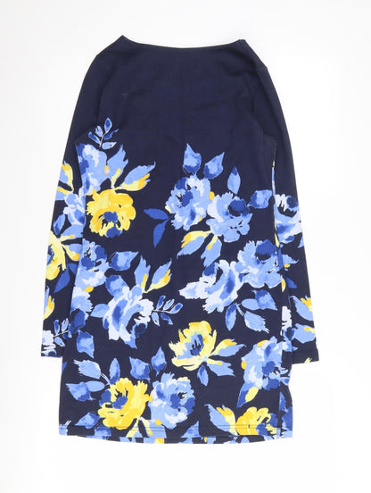 Joules Women's Blue Floral Shift Dress, Size 8, Casual Elegance