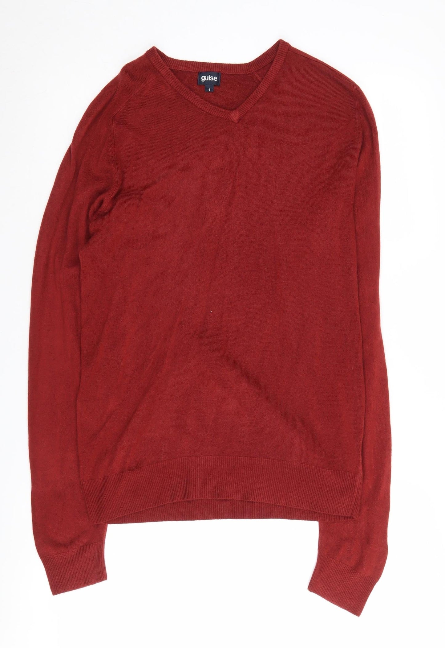 Guise Men's Red V-Neck Pullover Jumper Size S