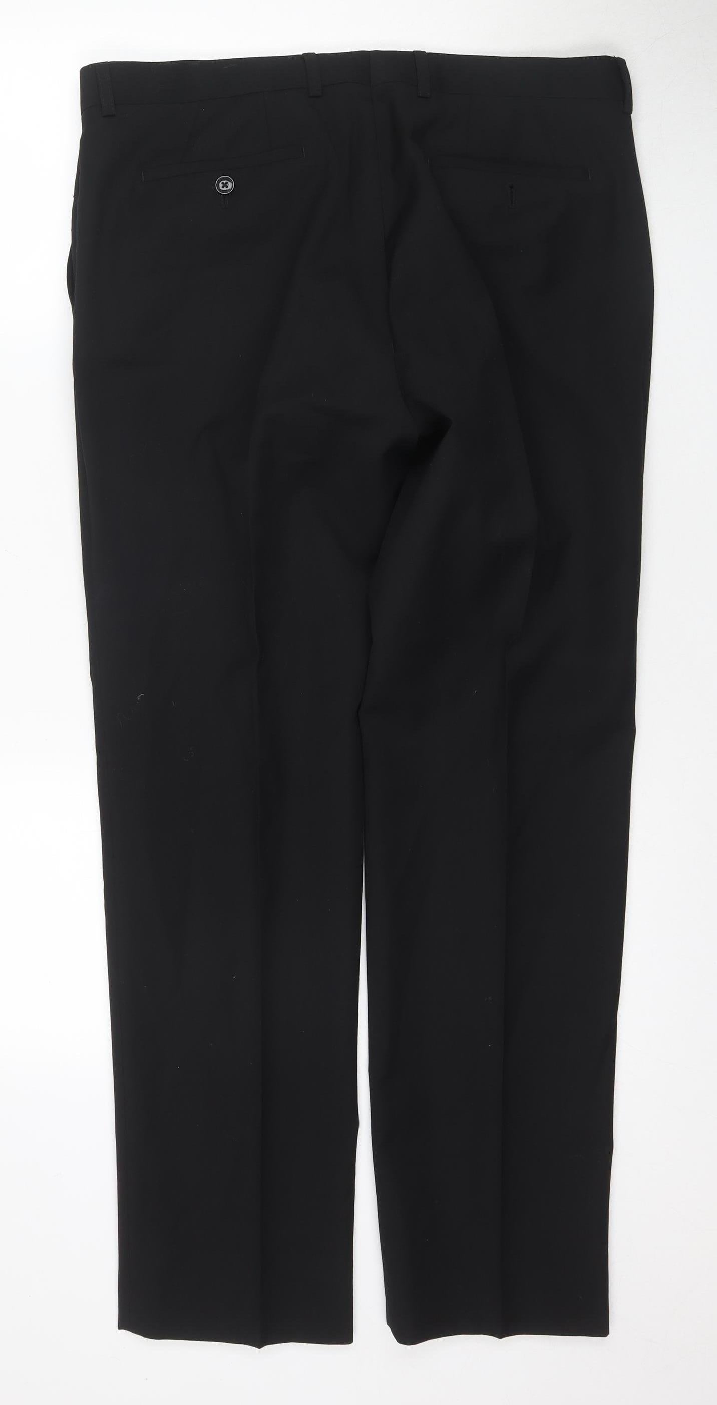 Harry Brown Men's Black Wool Trousers, Size 36