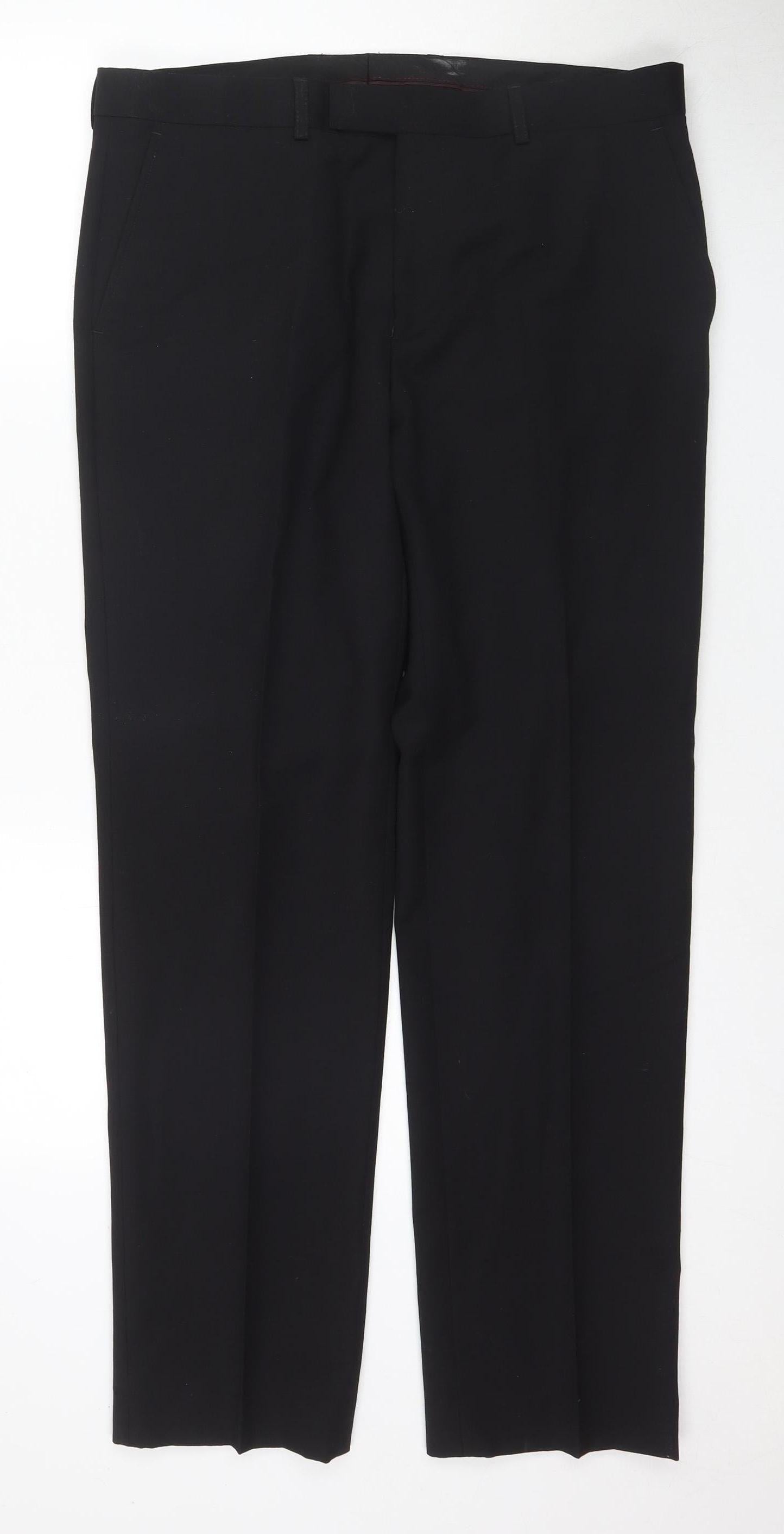 Harry Brown Men's Black Wool Trousers, Size 36