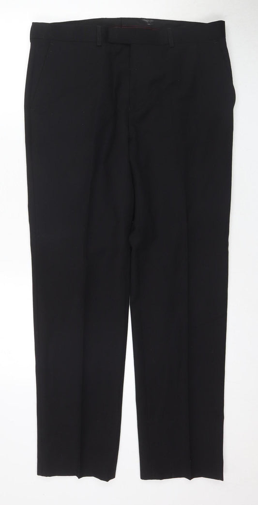 Harry Brown Men's Black Wool Trousers, Size 36