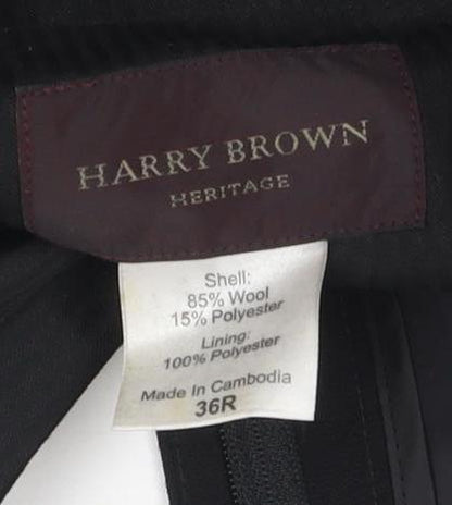 Harry Brown Men's Black Wool Trousers, Size 36
