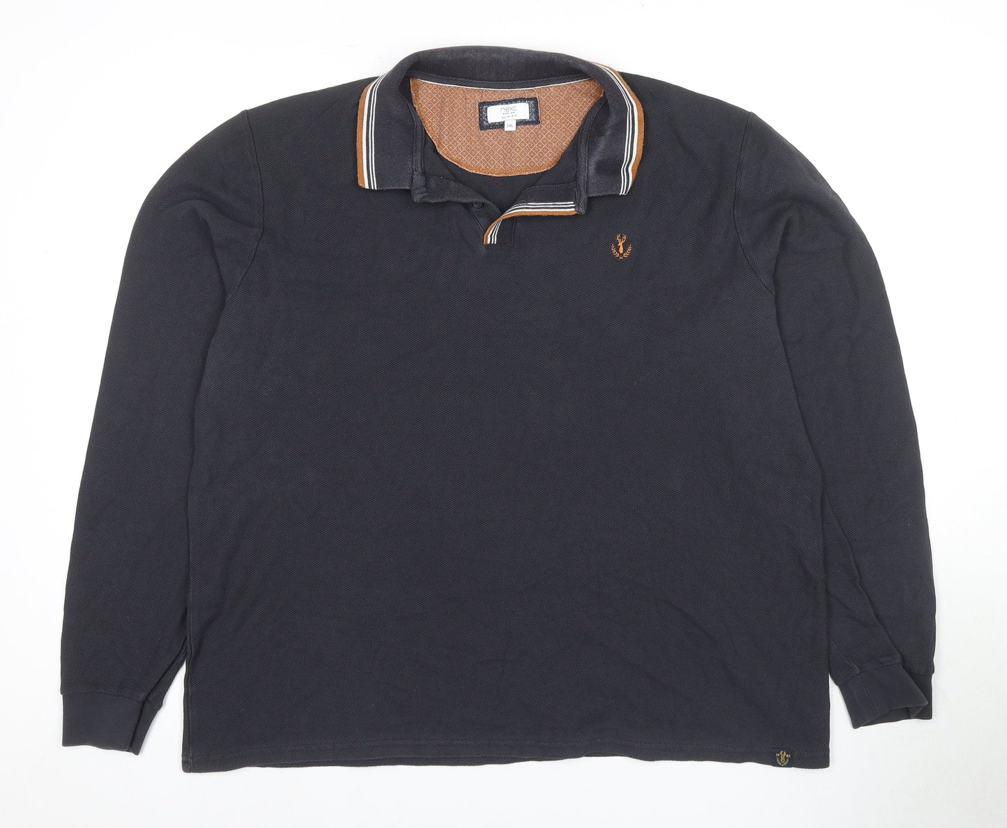 Next Men's Black 2XL Long Sleeve Polo Shirt