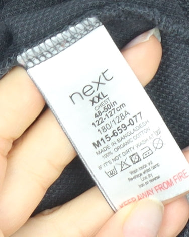 Next Men's Black 2XL Long Sleeve Polo Shirt