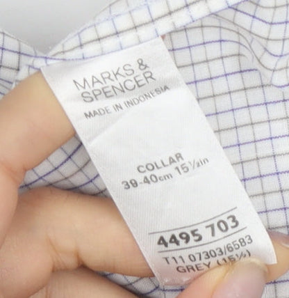 Mens UK Collar Size L Marks and Spencer Smart Grey  Dress Shirt