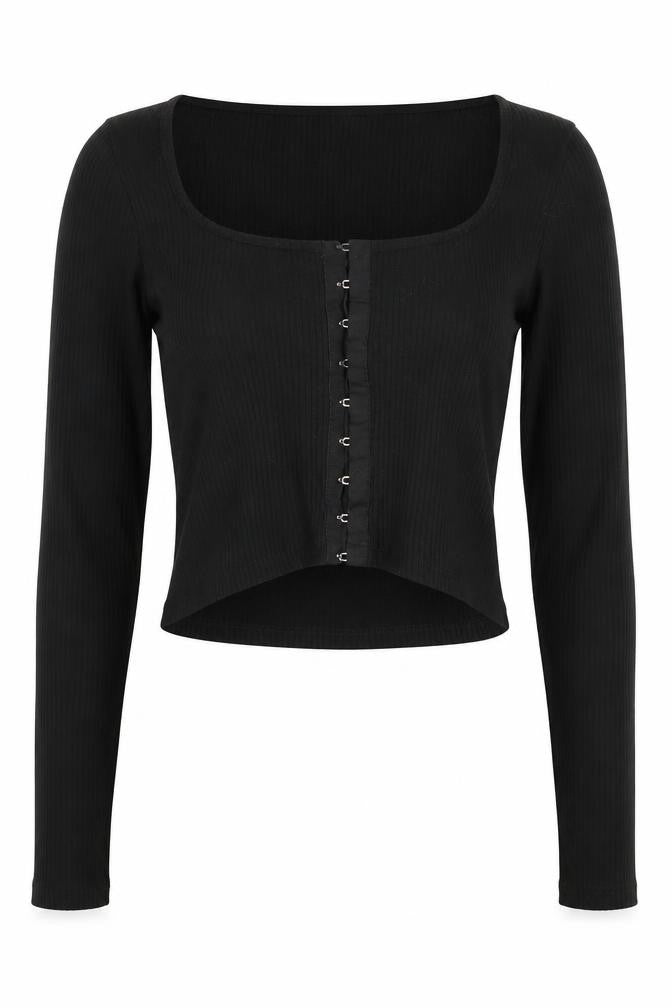 Womens UK Size 6 ASOS Black Cropped Blouse