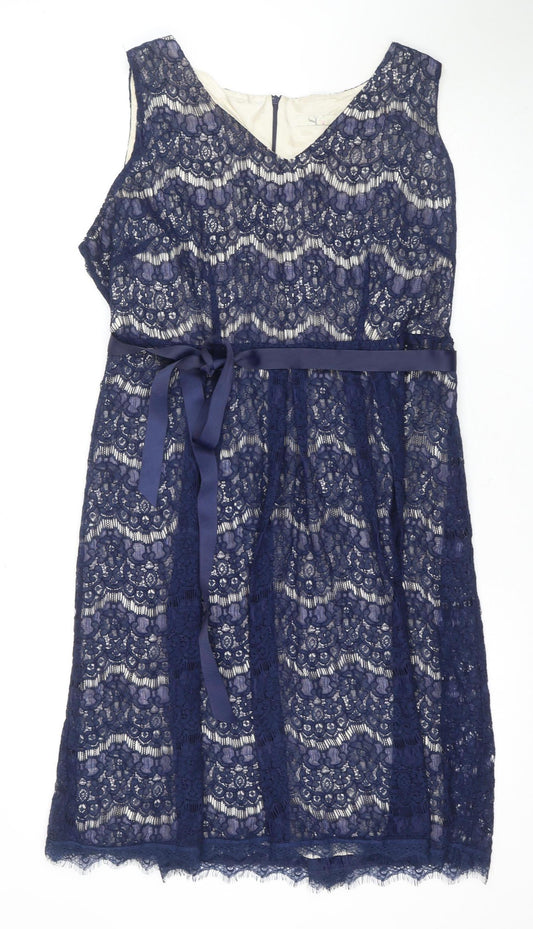BHS Women’s Blue Sleeveless Lace Dress Size 20