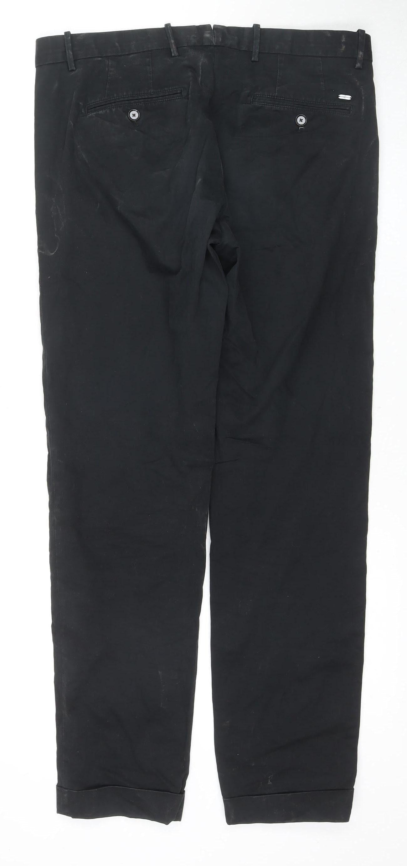 Mango Men's Black Chino Trousers, Size 34, Regular Fit