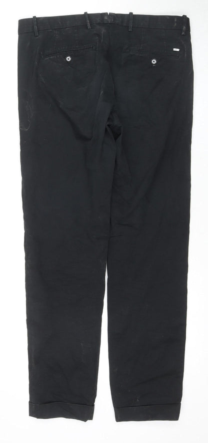 Mango Men's Black Chino Trousers, Size 34, Regular Fit