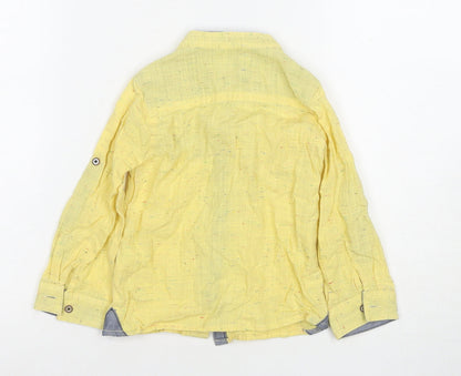 Timo Boys Yellow Button-Up Shirt, Size 11, Cotton, Long Sleeve