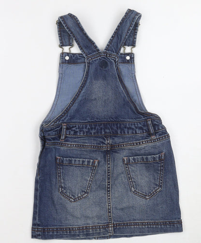 FatFace Girls Blue Denim Dungaree Pinafore Dress 4-5 Years