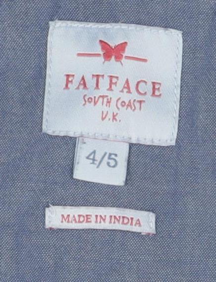 FatFace Girls Blue Denim Dungaree Pinafore Dress 4-5 Years