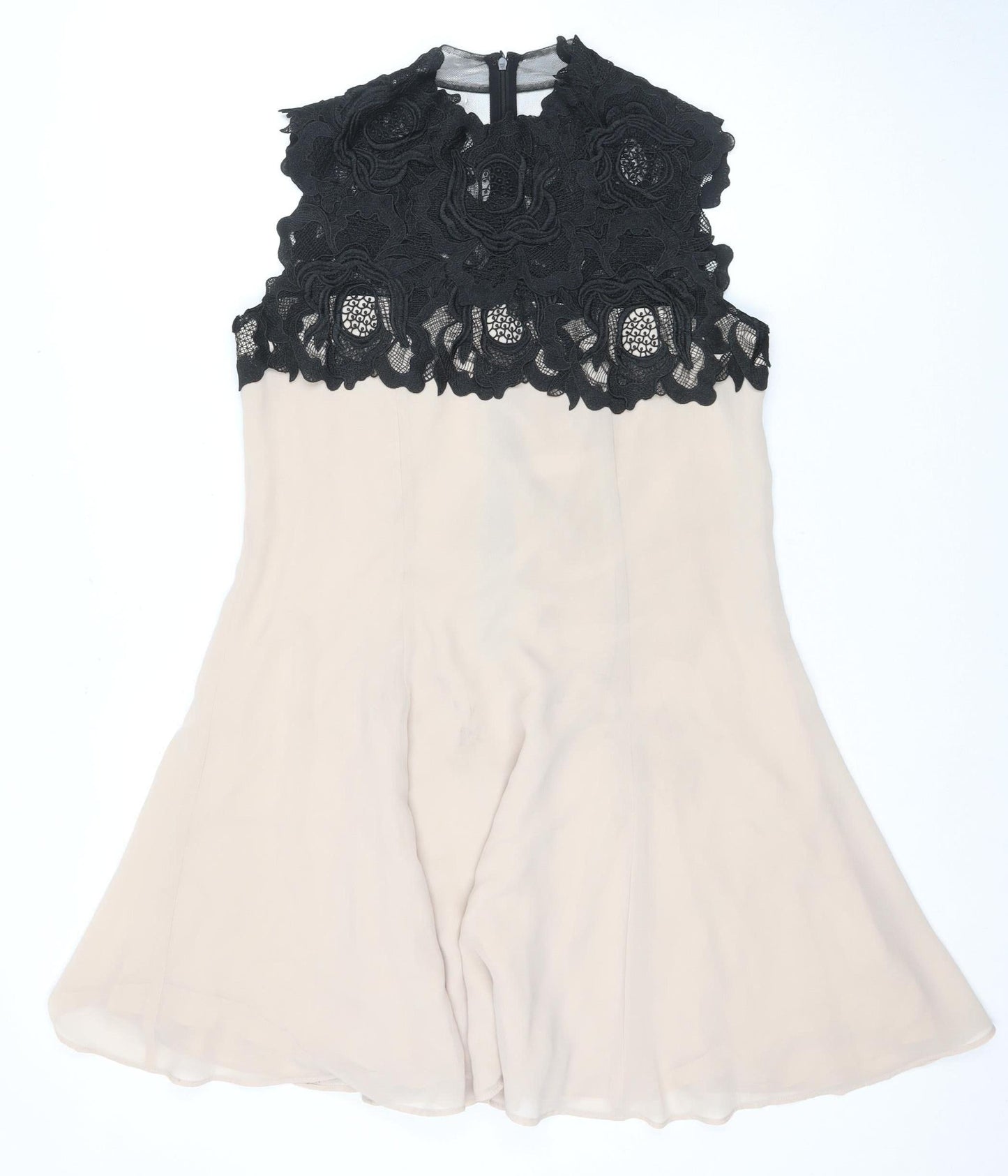 Monsoon Women's Beige Fit & Flare Lace Dress Size 10