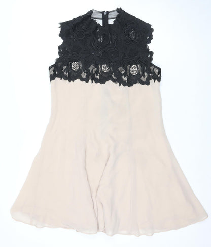 Monsoon Women's Beige Fit & Flare Lace Dress Size 10