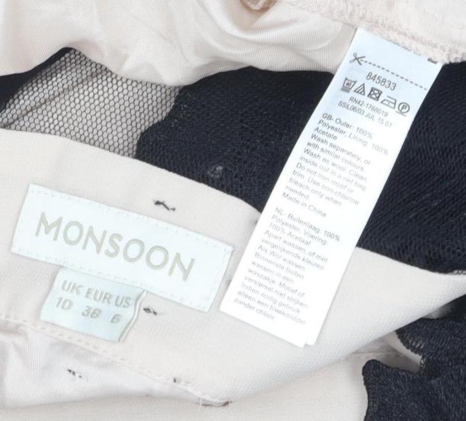 Monsoon Women's Beige Fit & Flare Lace Dress Size 10