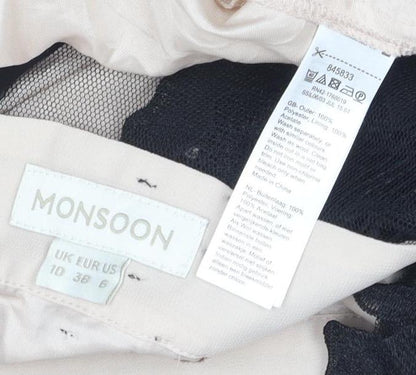 Monsoon Women's Beige Fit & Flare Lace Dress Size 10