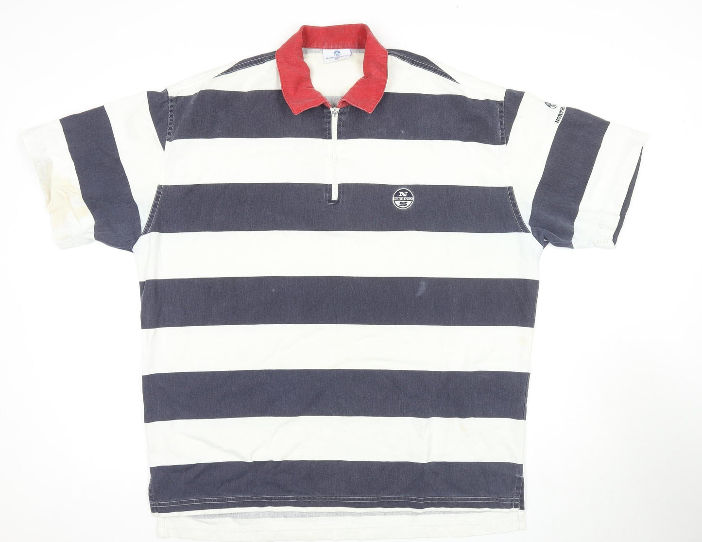 North Sails Men’s White Striped Polo - Size L