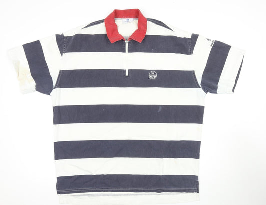 North Sails Men’s White Striped Polo - Size L