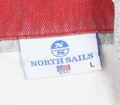 North Sails Men’s White Striped Polo - Size L