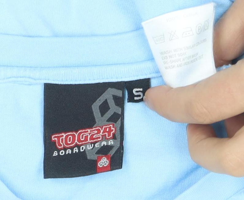 TOG24 Men's Blue V-Neck Cotton T-Shirt S Short Sleeve