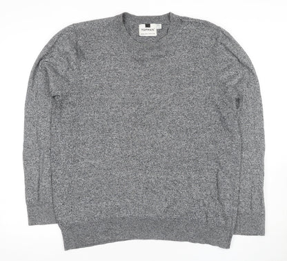 Topman Men's Grey 2XL Cotton Crew Neck Pullover Jumper