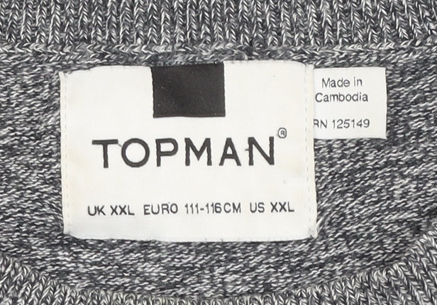 Topman Men's Grey 2XL Cotton Crew Neck Pullover Jumper