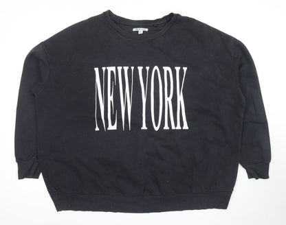 Capsule Women's Black Graphic Print Pullover Sweatshirt L
