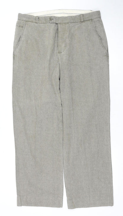 Monsoon Men's Beige Flat Front Trousers, Size 34