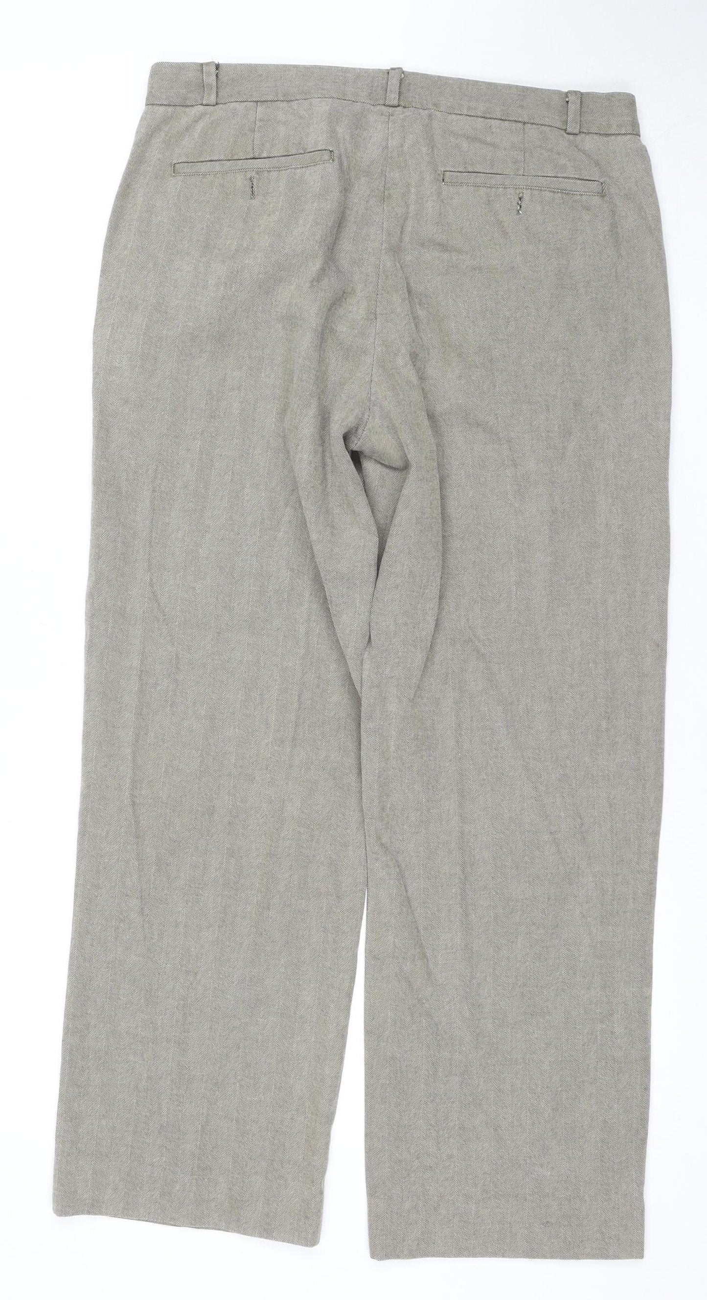 Monsoon Men's Beige Flat Front Trousers, Size 34