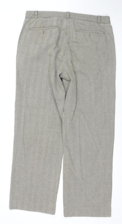 Monsoon Men's Beige Flat Front Trousers, Size 34