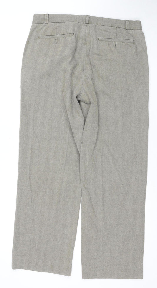 Monsoon Men's Beige Flat Front Trousers, Size 34