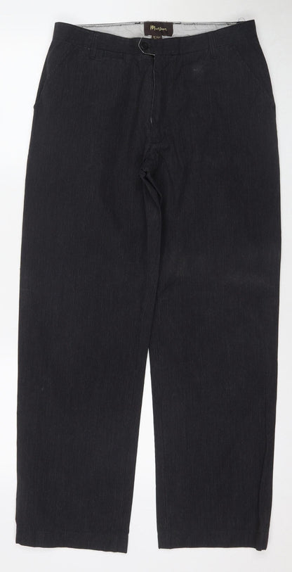 Monsoon Men's Black Regular Fit Trousers, Size 32