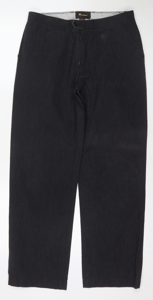 Monsoon Men's Black Regular Fit Trousers, Size 32