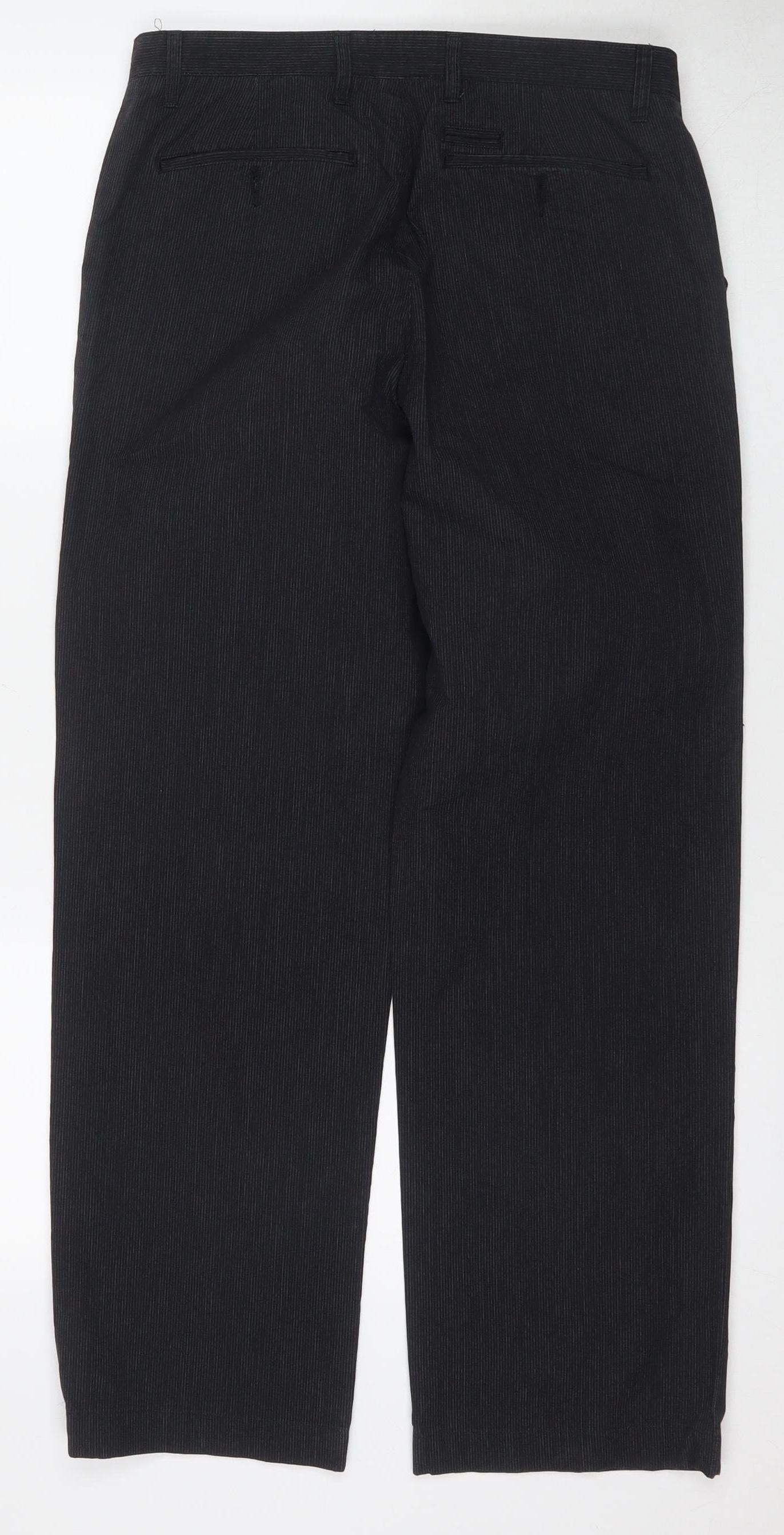 Monsoon Men's Black Regular Fit Trousers, Size 32