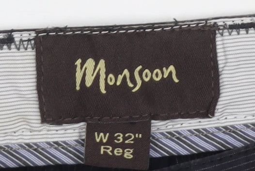 Monsoon Men's Black Regular Fit Trousers, Size 32