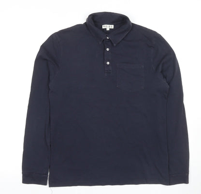 Reiss Men's Blue Long Sleeve Polo Shirt - Small