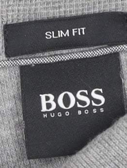 Hugo Boss Men's Grey 3XL Slim Fit Long Sleeve Polo