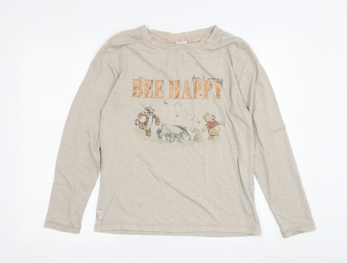 Womens UK Size 8 Disney Beige Basic T-Shirt